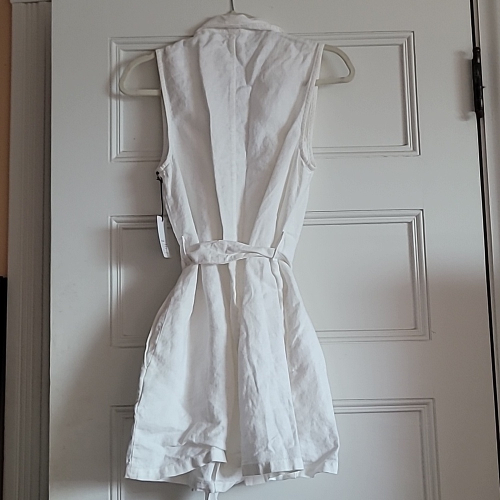 Bella Dahl White Sleeveless Linen Mini Dress / Blazer Dress Sz Medium - Picture 12 of 13